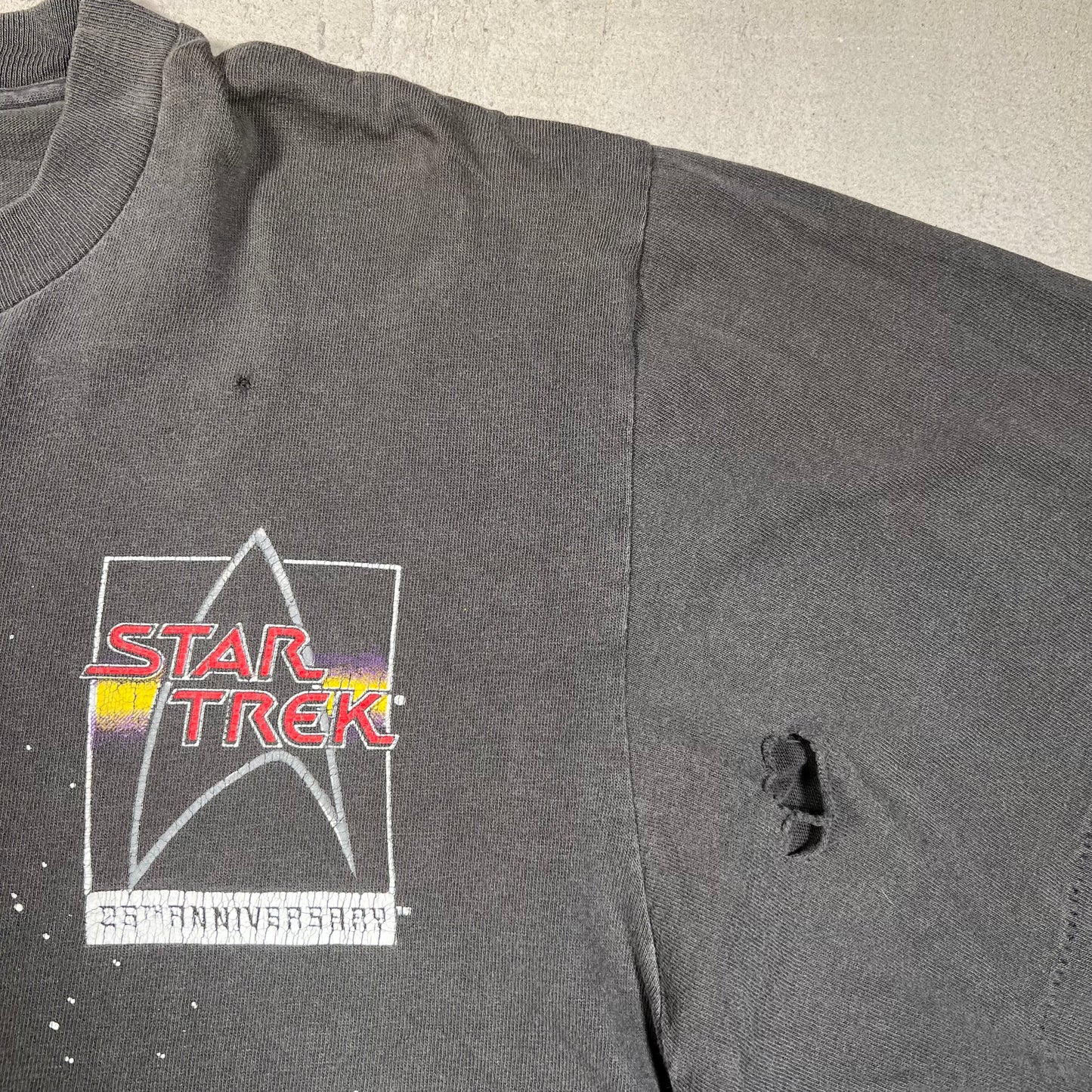 1991 Star Trek Black Anniversary Tee Size Large USED v19442