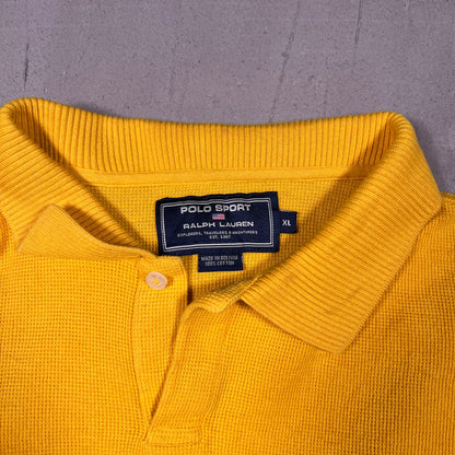 Y2K Polo Sport Ralph Lauren Yellow/Blue Polo Tee Size XL USED v19091