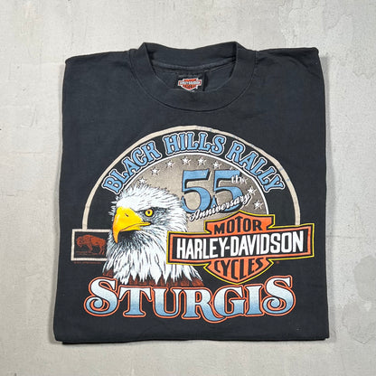 1995 Harley Davidson Sturgis Black Jills Rally Black Tee Size Large USED v19228