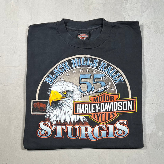 1995 Harley Davidson Sturgis Black Jills Rally Black Tee Size Large USED v19228