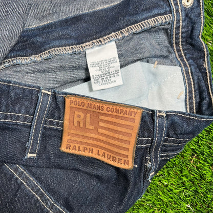 1990s Ralph Lauren Polo Jeans Dark Denim Workwear Pants Size 31x34 USED v17935