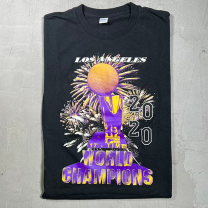 Undefeated Los Angeles Lakers 2020 Worlds Champions Black Tee Size Large USED x18491