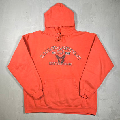 2004 Harley Davidson Orange Hoodie Size Large USED v20311
