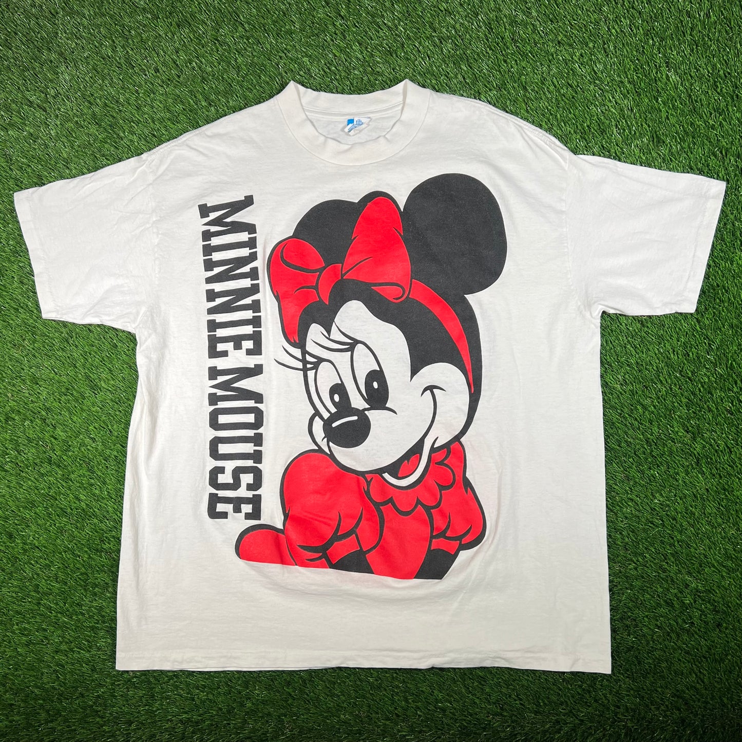 1990s Minnie Mouse White Big Face Tee Size 4XL USED v17880