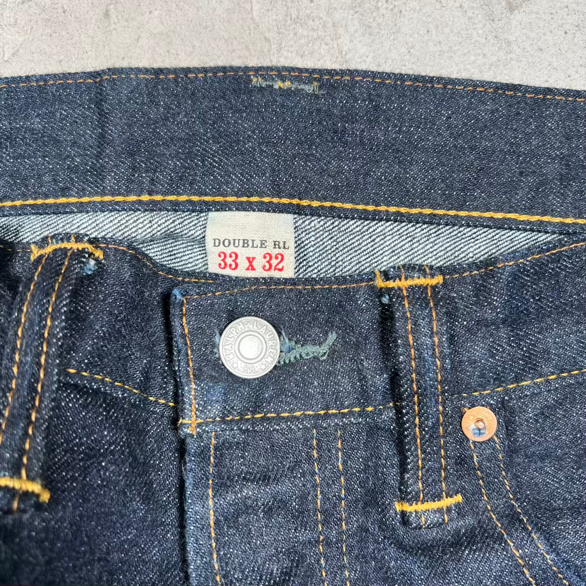Ralph Lauren Double RL Raw Rigid Denim Size 33 x 32 USED v20091