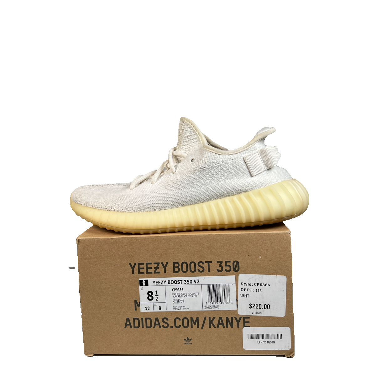 Yeezy 350 Cream (2017) Size 8.5 USED s23246