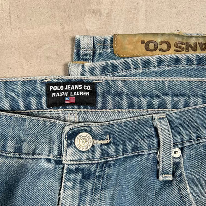 Y2K Polo Ralph Laren Jean Company Heel Bit Cover Blue Jeans Size 36x32 USED v20409