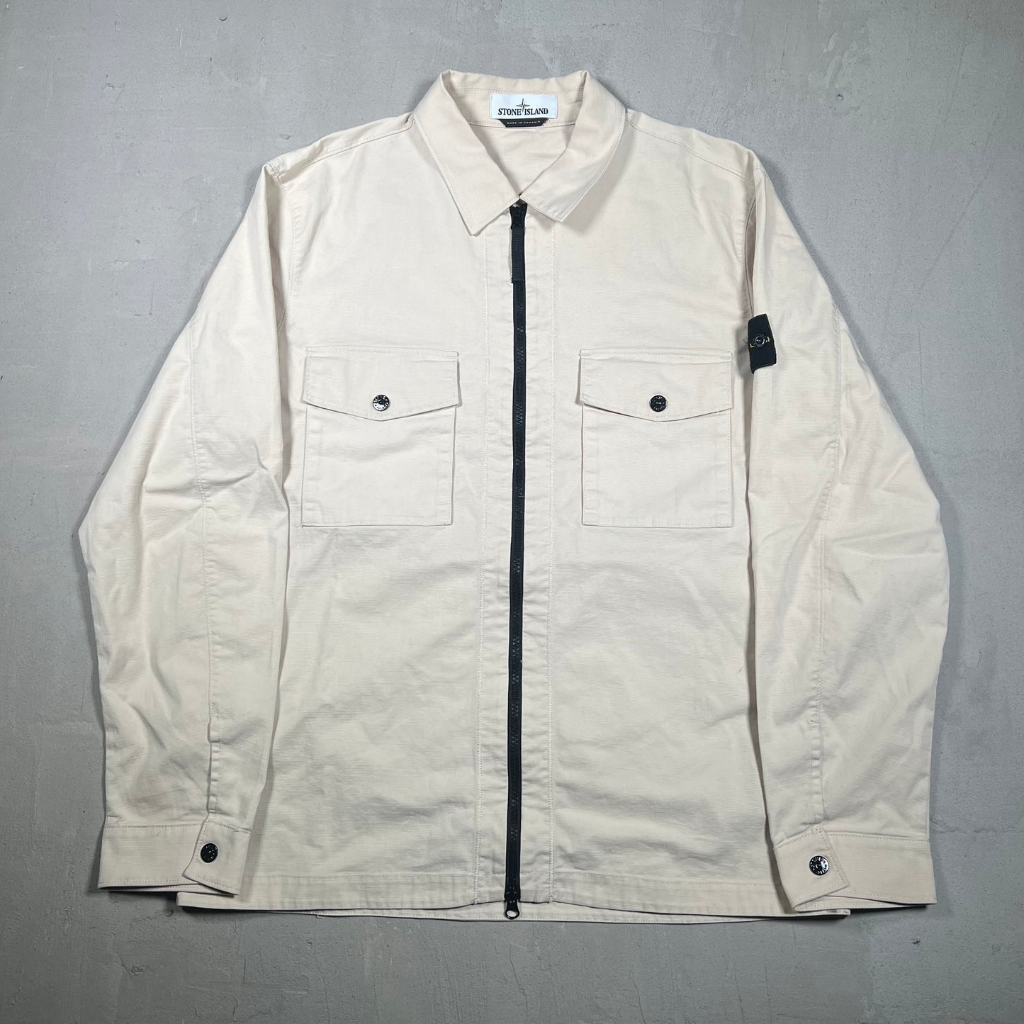 Stone Island Cream Cargo Zip Up Light Jacket Size XL USED x17368