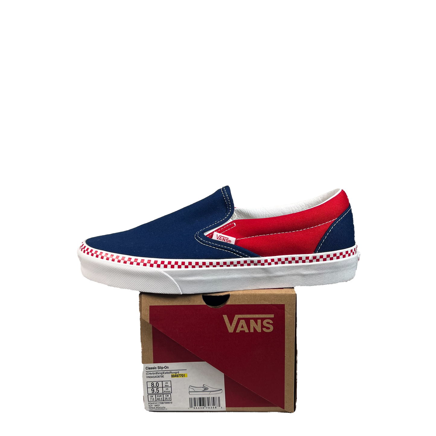 Vans Classic Slip On Navy/Red (2024) Size 8 USED s22392