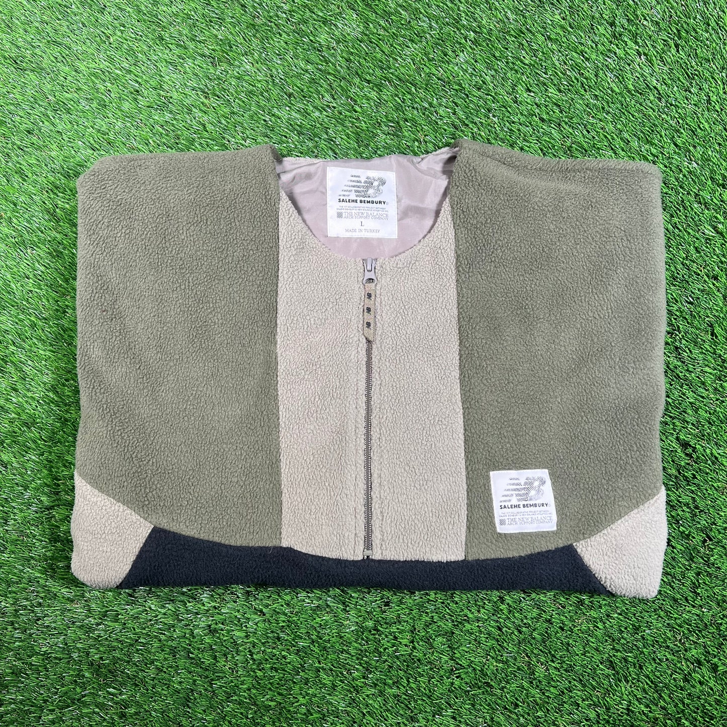 New Balance Salehe Bembury Fleece Green Pullover Size Large USED x15782