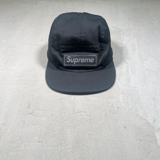 Supreme Black Nylon Pique Camp Cap (2018) USED x17165