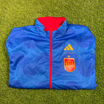 Adidas Spain 2023 Reversible Anthem Blue/Red Jacket Size Large USED v17968