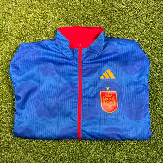 Adidas Spain 2023 Reversible Anthem Blue/Red Jacket Size Large USED v17968