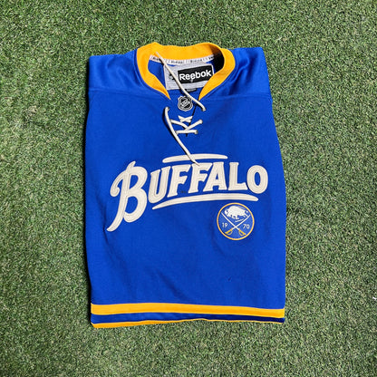 Reebok NHL Buffalo Blue Hockey Jersey Size Large USED v16025