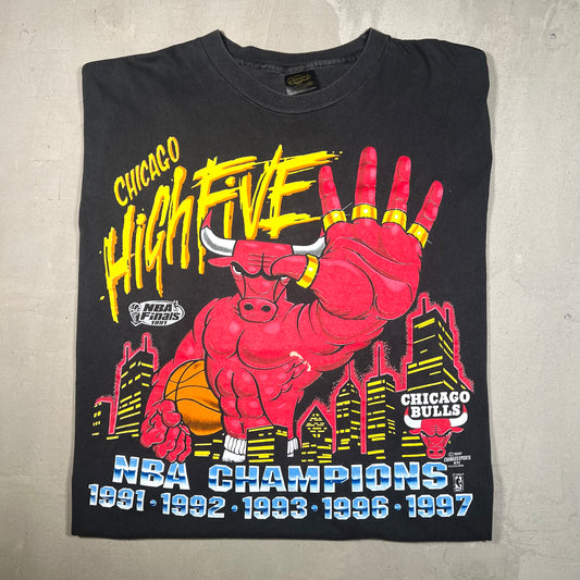 1997 Chicago Bulls "High Five" Black Tee Size XXL USED v18970