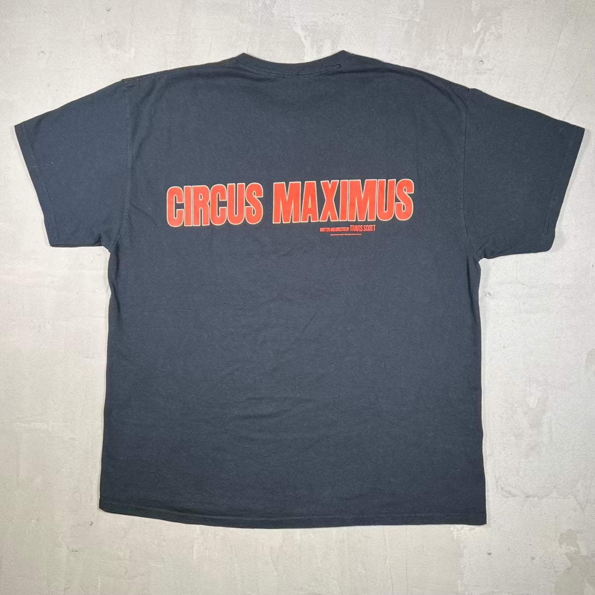 Travis Scott Circus Macimus Written Black Tee Size Large USED x18737