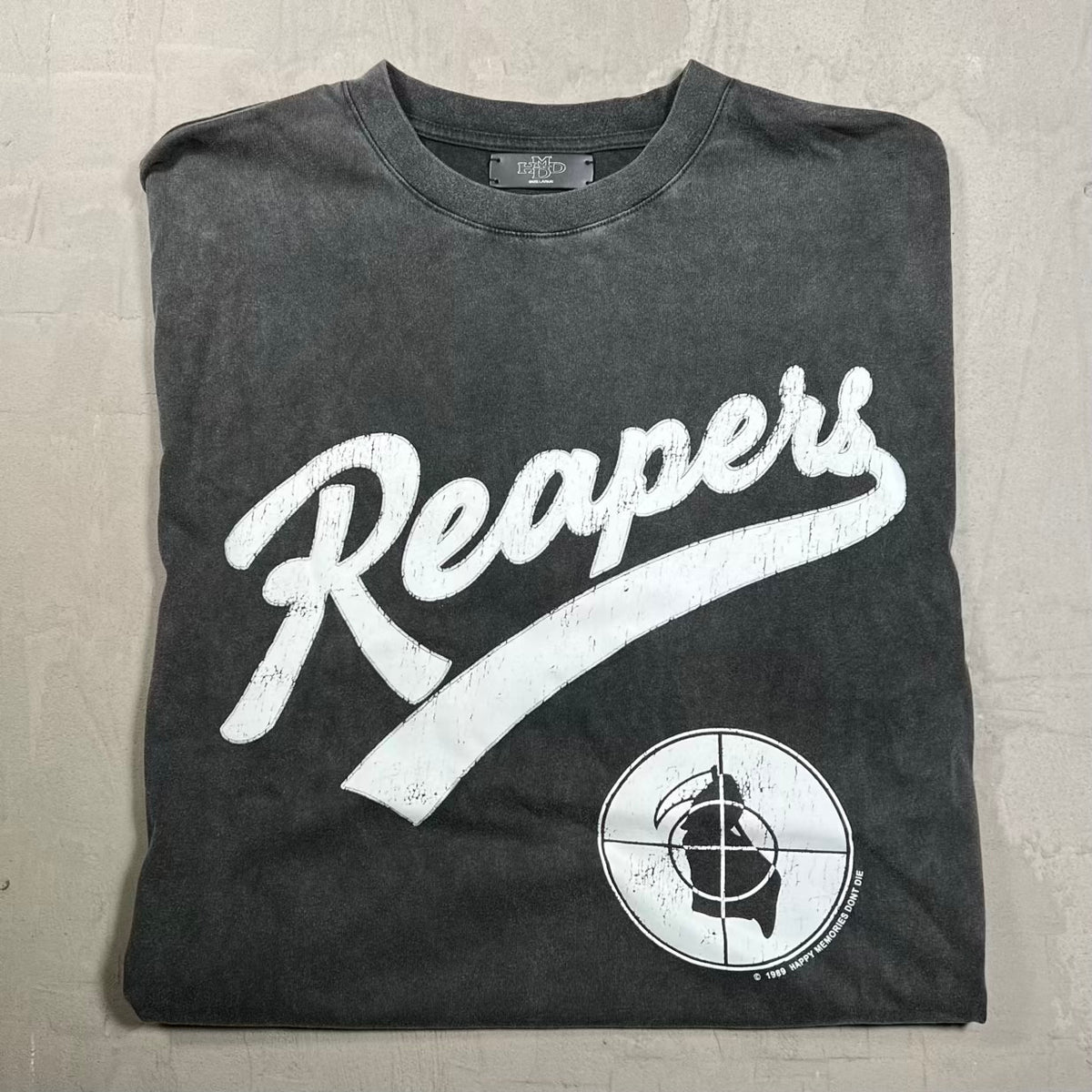 HMDD Reapers Washed Black Tee Size Large USED x18682