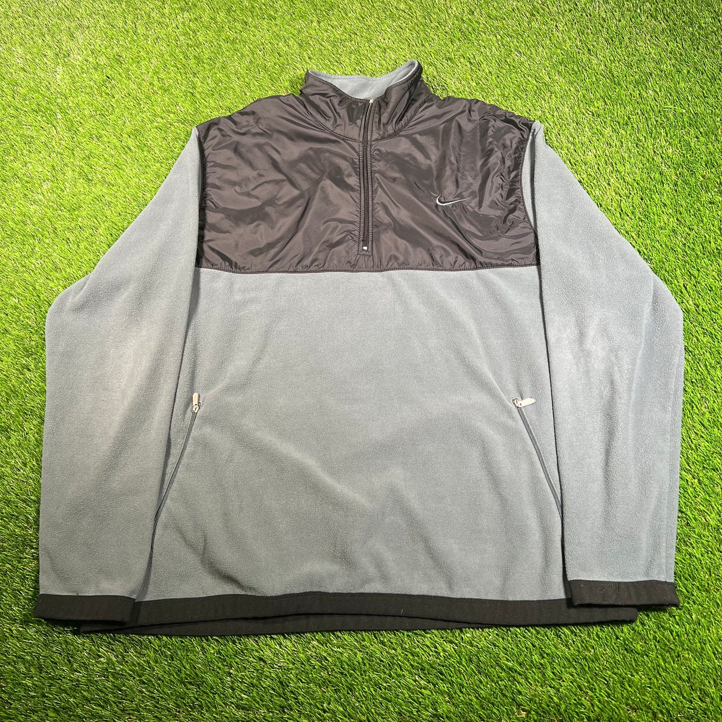 Y2K Nike Black/Teal Half Zip Fleece Size XXL USED v17997