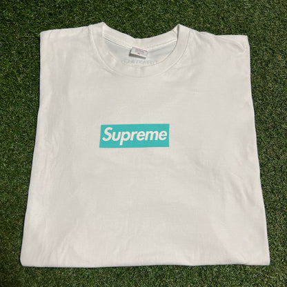 Supreme Tiffany Box Logo White Tee Size XL USED x13531