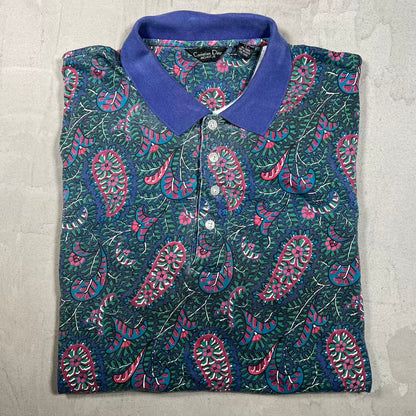 1990s Christian Dior AOP Floral Print Polo Tee Size Large USED v15798