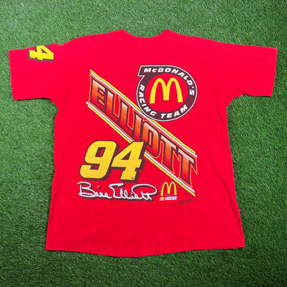 1997 Bill Elliott McDonalds Red Racing Nascar Tee Size XL USED v17927