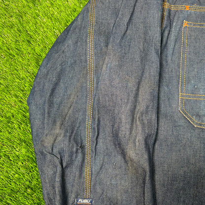 Y2K Fubu Blue Selvedge Denim Shirt Size XXL USED v17895