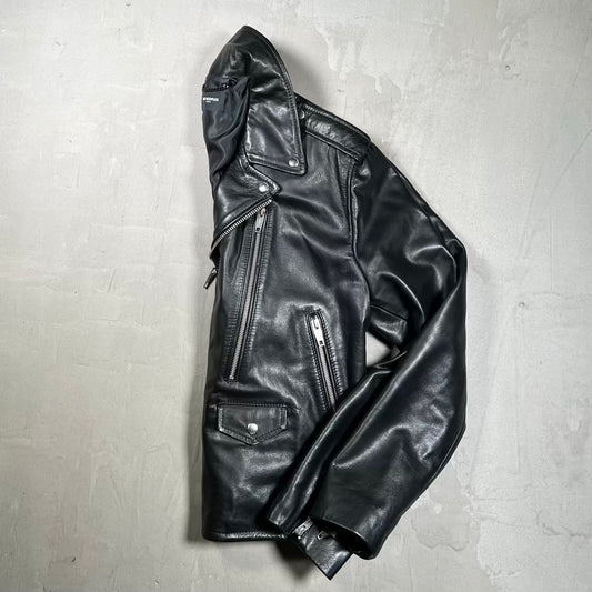 The Kooples Black Leather Moto Jacket Size XL USED x18508