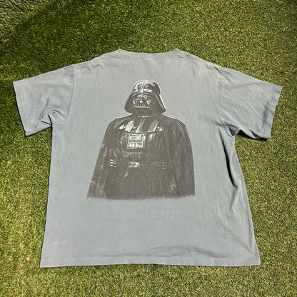 1990s Darth Vader CK Spoof Blue Double Sided Tee Size XL USED v16108