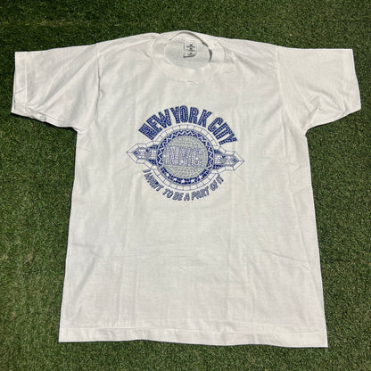 Y2K New York I Want To Be Apart White Tee Size Large USED v16371