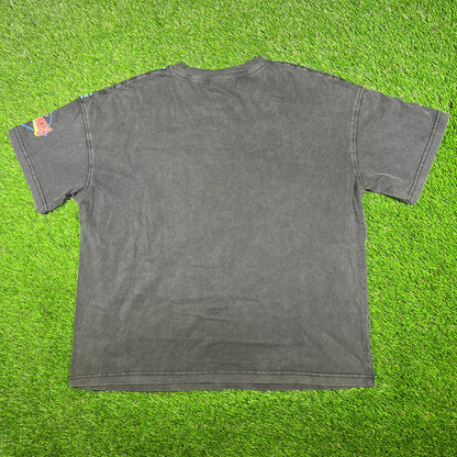 Vale "Vale Sports" Washed Black Rhinestone Football Tee Size Medium NEW x14994