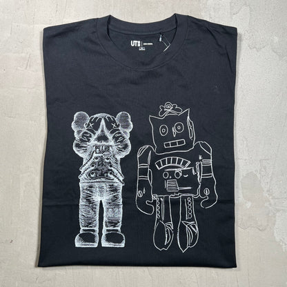 Kaws Warhol Uniqlo Robot Black Tee Size XL NEW x17904