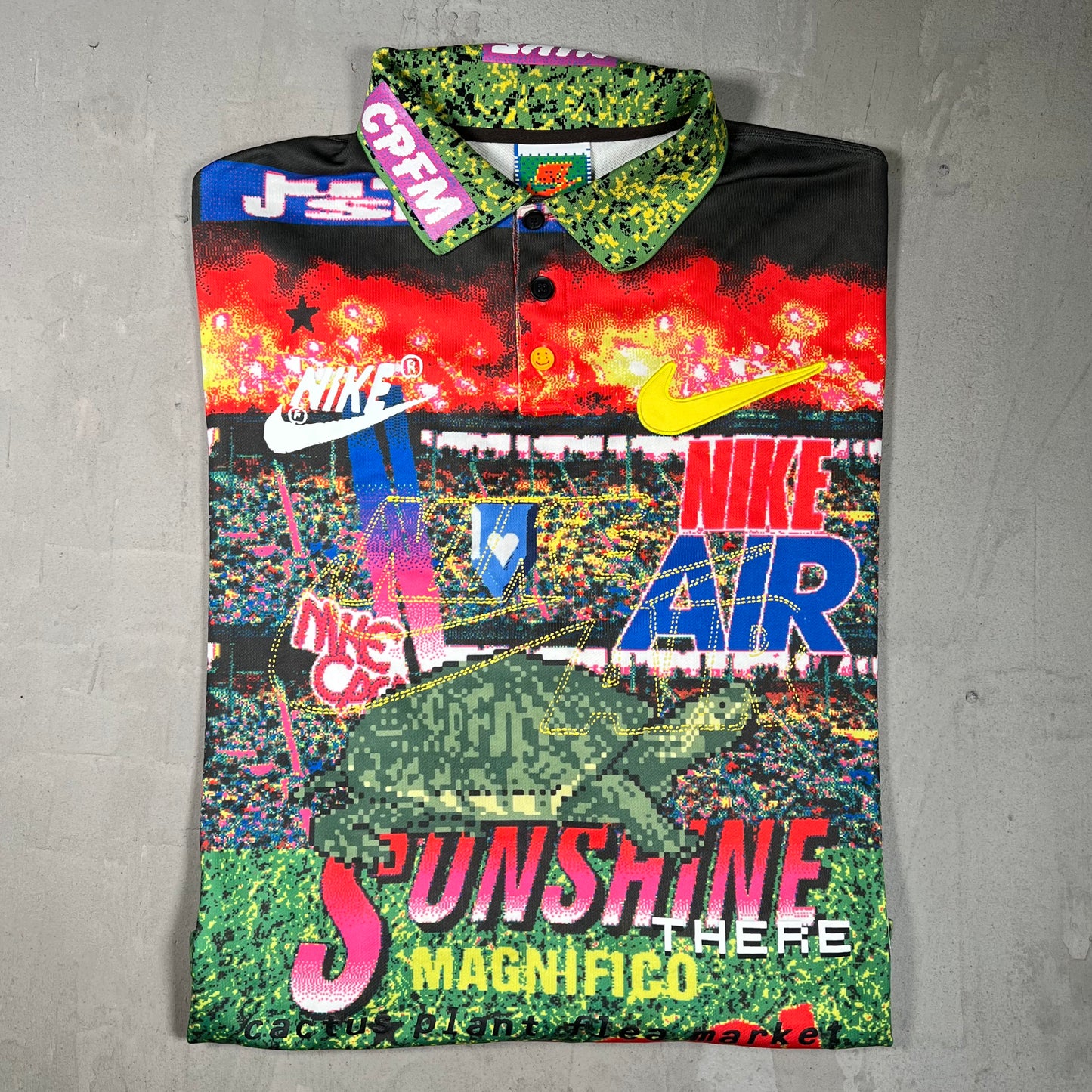 Nike CPFM Multicolor AOP Longsleeve Polo Size XL USED x17928