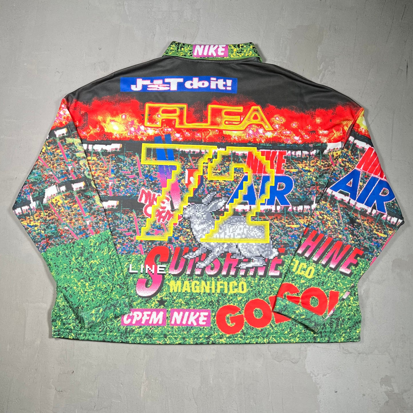Nike CPFM Multicolor AOP Longsleeve Polo Size XL USED x17928