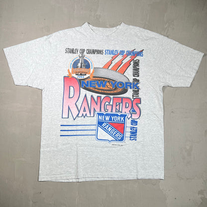 1994 New York Rangers Grey Stasnley Cup Tee Size XL USED v19799