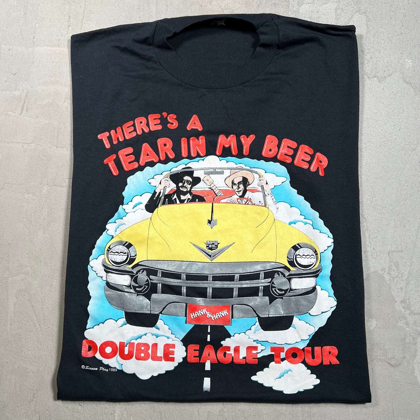 1989 Hank and Hank Double Eagle Black Tour Tee Size XL USED v19801