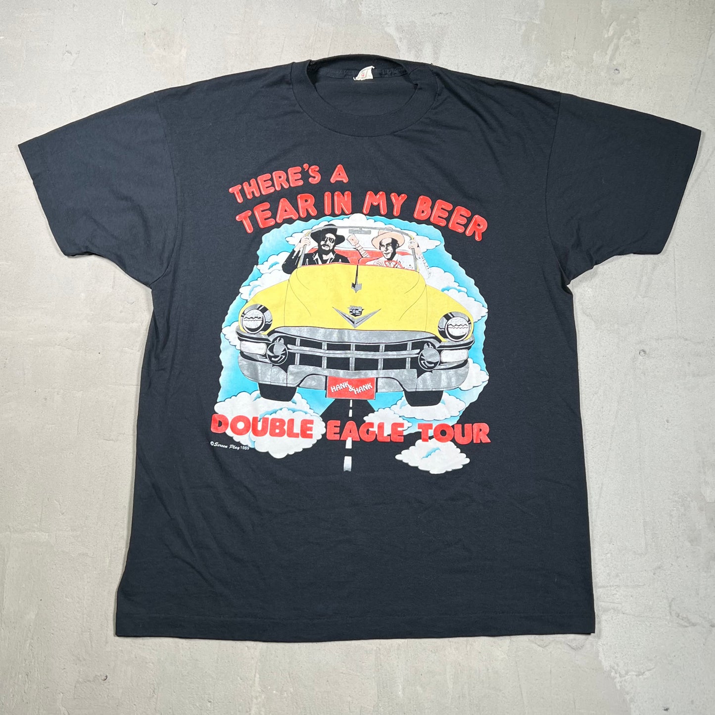 1989 Hank and Hank Double Eagle Black Tour Tee Size XL USED v19801