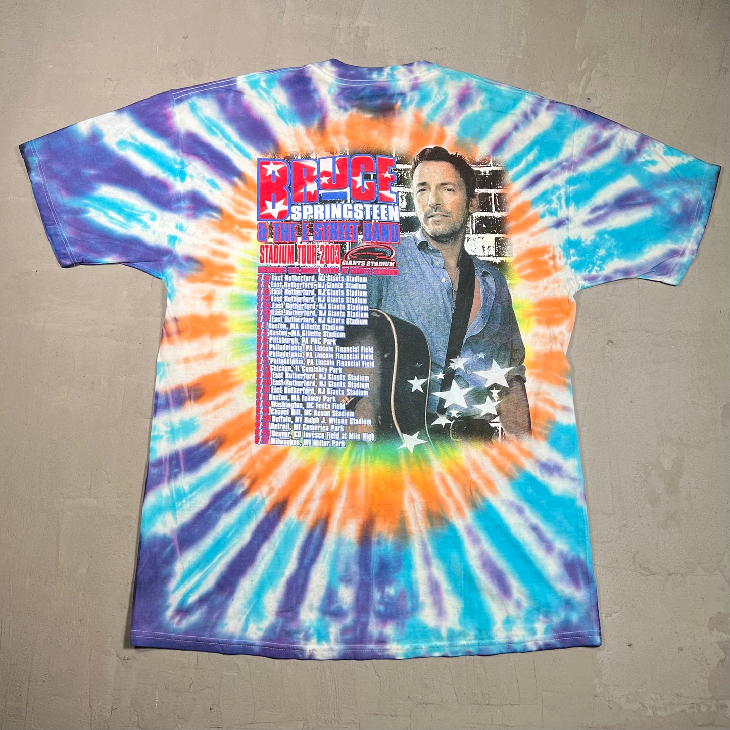 2003 Bruce Springsteen Stadium Tour Tie Dye Tee Size XL USED v19813