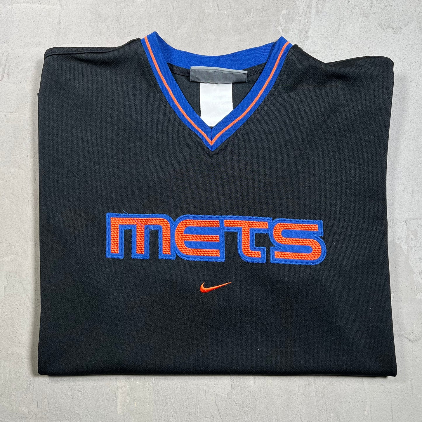 Y2K Nike Silver Tag Mets Warmup Jersey Black Size XL USED v19796