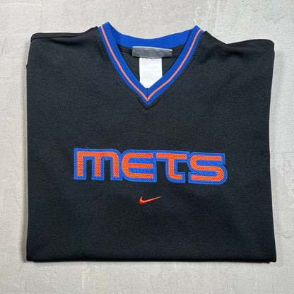 Y2K Nike Silver Tag Mets Warmup Jersey Black Size XL USED v19796