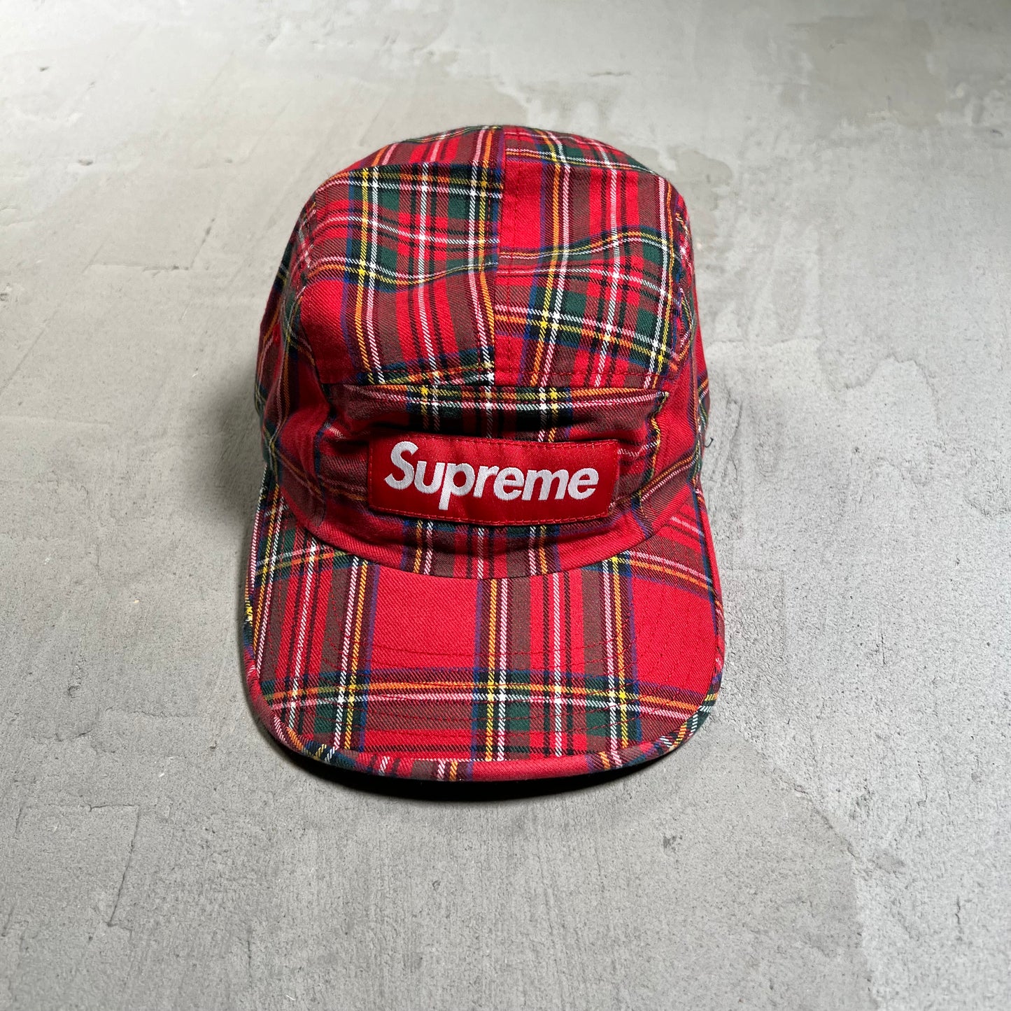 Supreme Washed Chino Twill Camp Cap Red Tartan NEW x17959