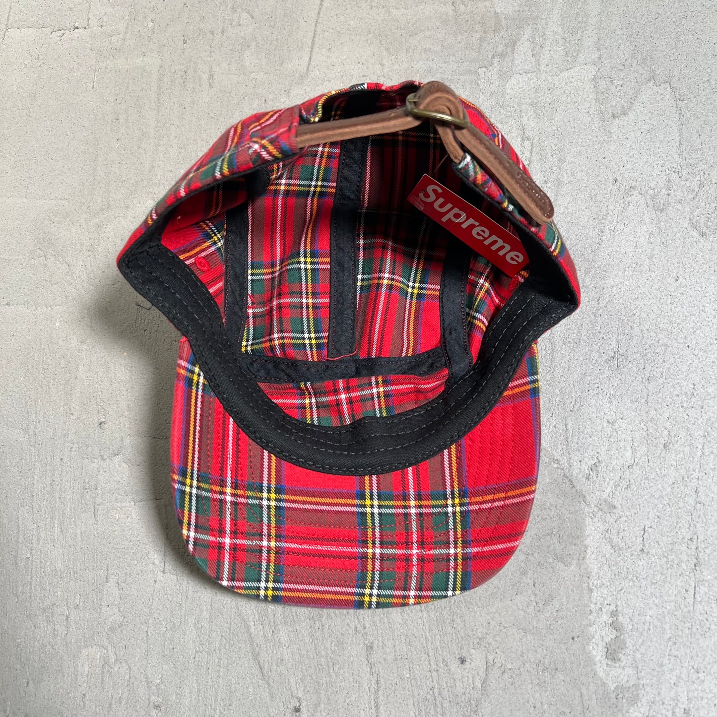 Supreme Washed Chino Twill Camp Cap Red Tartan NEW x17959