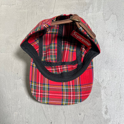 Supreme Washed Chino Twill Camp Cap Red Tartan NEW x17959