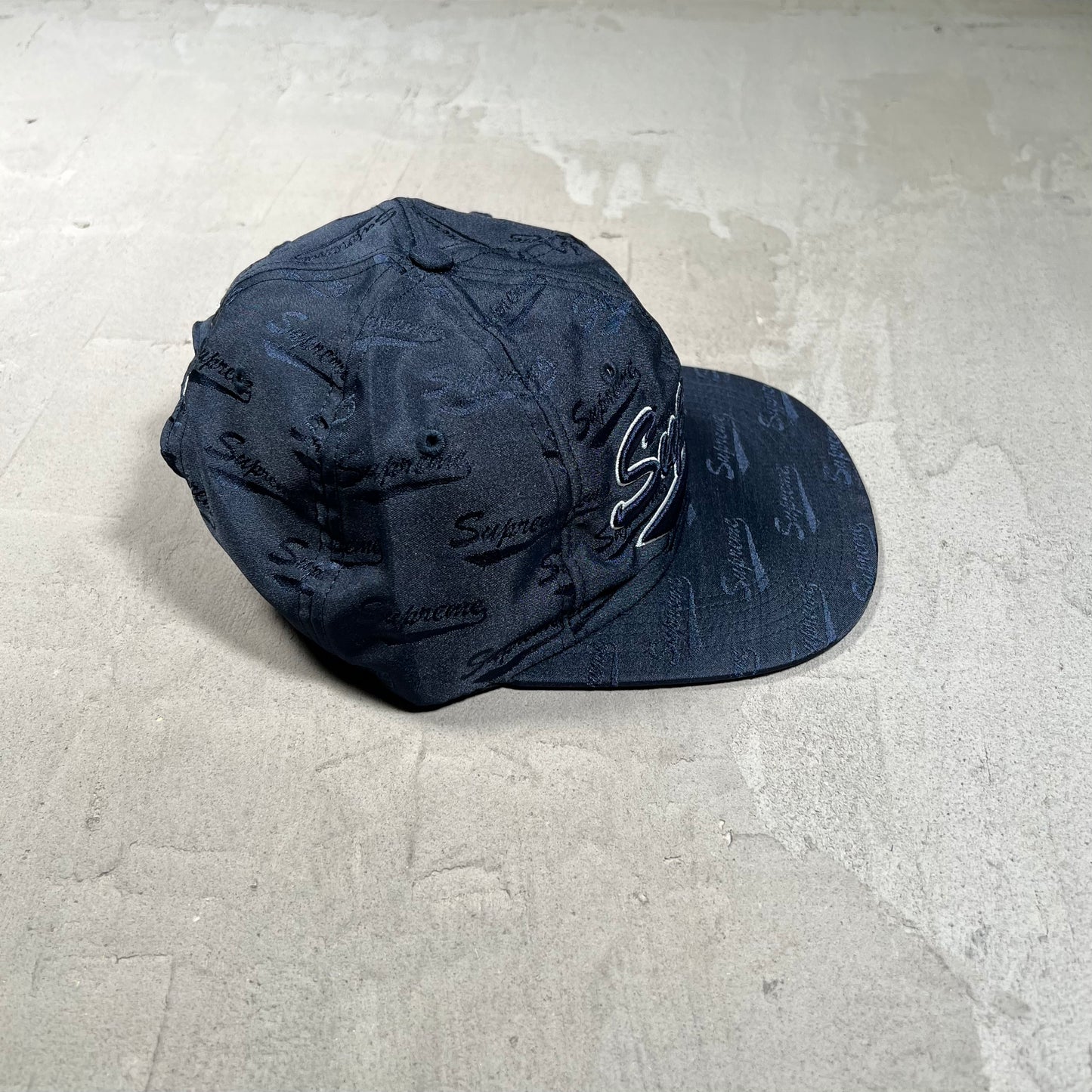 Supreme Jacquard Script 6-Panel Cap Navy (2019) NEW  X17962