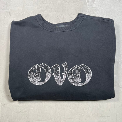 OVO Black Logo Rhinestone Crewneck Size XL USED x17957