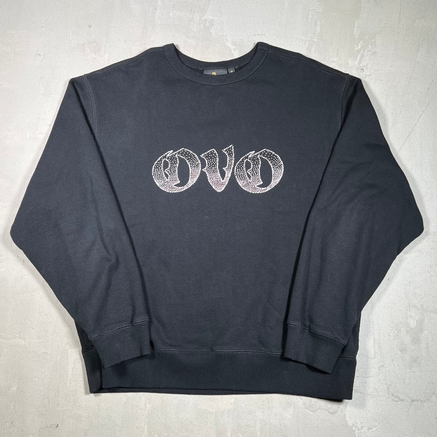 OVO Black Logo Rhinestone Crewneck Size XL USED x17957