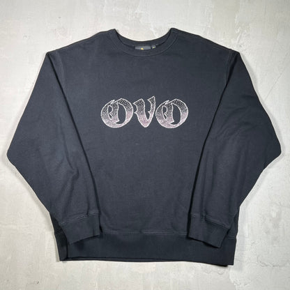 OVO Black Logo Rhinestone Crewneck Size XL USED x17957