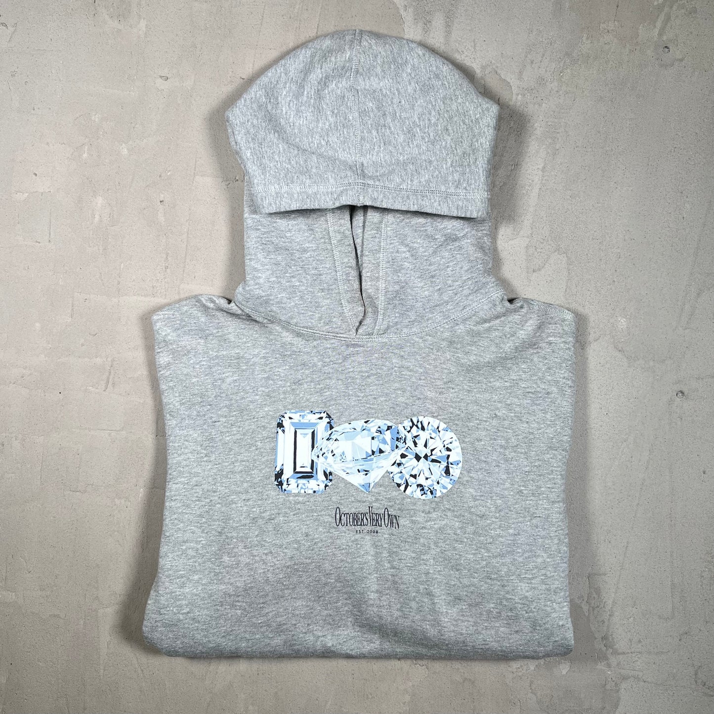 OVO Grey Logo Hoodie Size Medium USED x17956