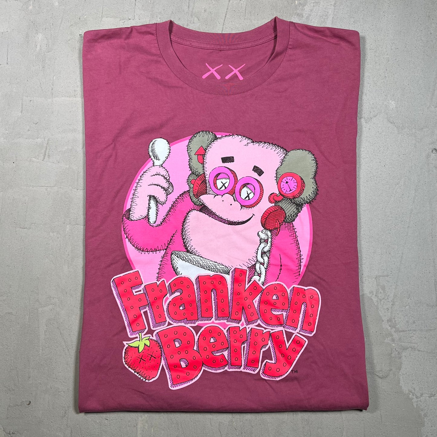 Kaws General Mills Pink Franken Berry Tee Size XXL USED x18014