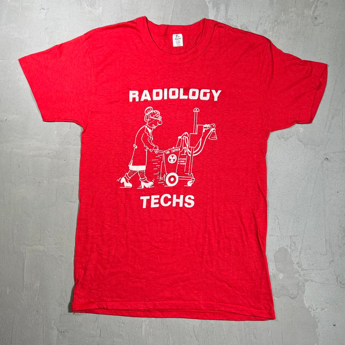 1980s "Radiology" Red Humor Tee Size Large USED v19834