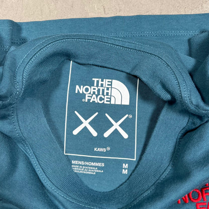 Kaws North Face Double X Teal Longsleeve Size Medium USED x17993